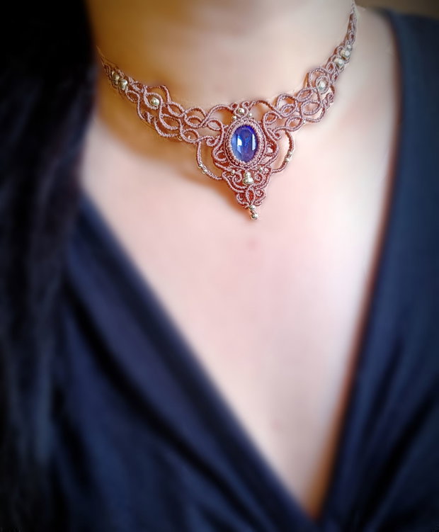 Colier micromacrame cu cristal Swarovski Elements