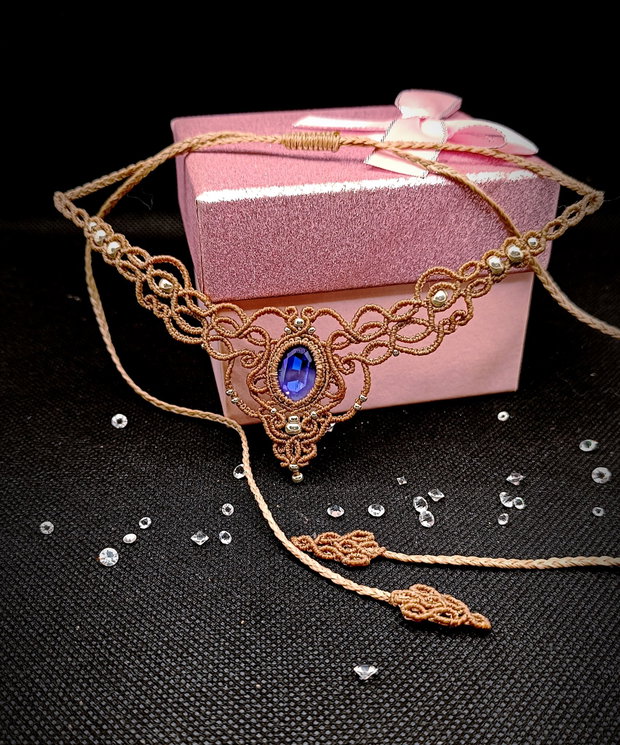 Colier micromacrame cu cristal Swarovski Elements