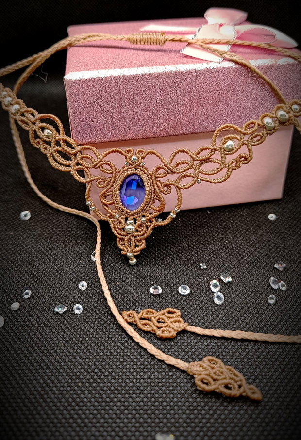 Colier micromacrame cu cristal Swarovski Elements