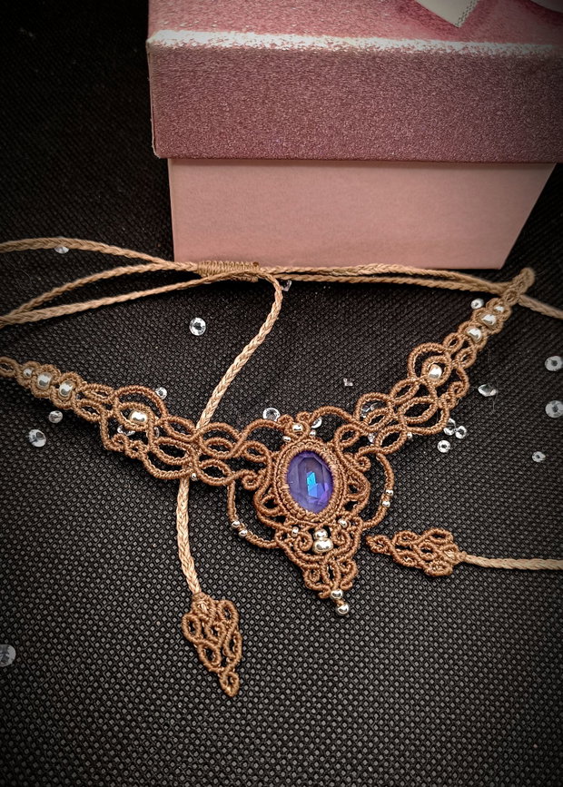 Colier micromacrame cu cristal Swarovski Elements