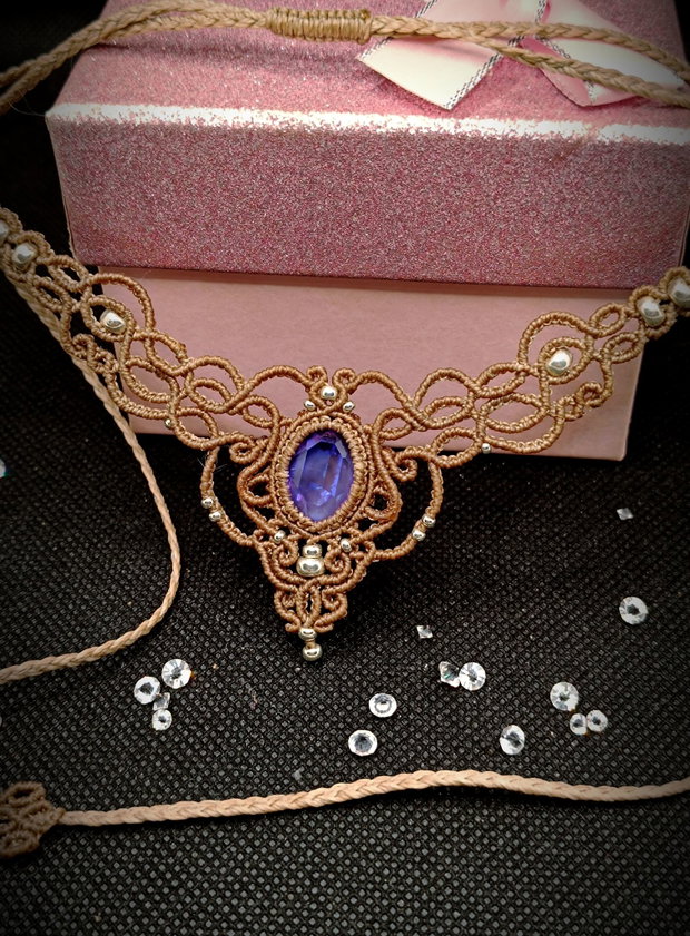 Colier micromacrame cu cristal Swarovski Elements