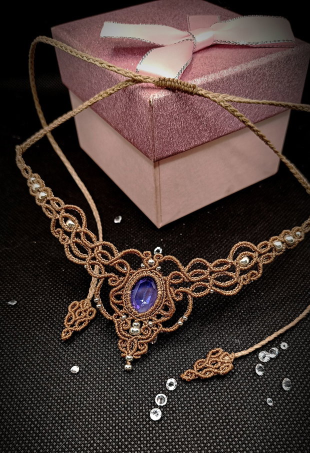 Colier micromacrame cu cristal Swarovski Elements