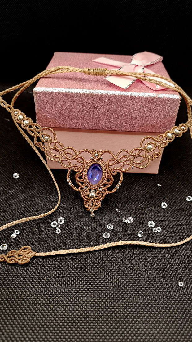 Colier micromacrame cu cristal Swarovski Elements