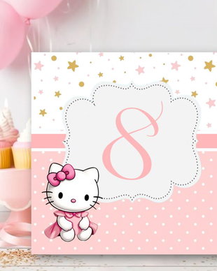 Numere masă botez fetițe Hello Kitty