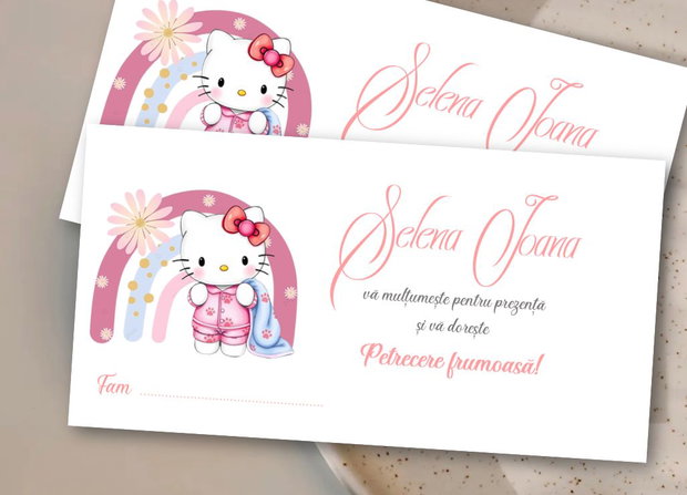 Plicuri bani botez fetițe Hello Kitty