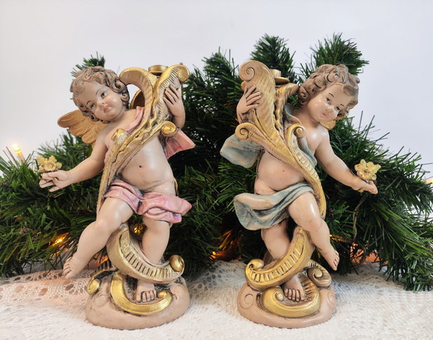 Set de sfeșnice îngerași Simonetti Depose Italy piesă vintage de colecție
