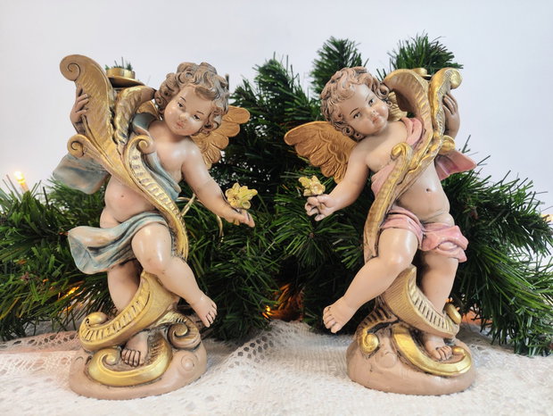 Set de sfeșnice îngerași Simonetti Depose Italy piesă vintage de colecție