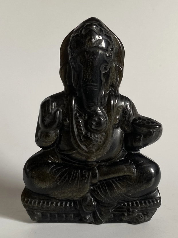 Obsidian Auriu - Sculptura Ganesha