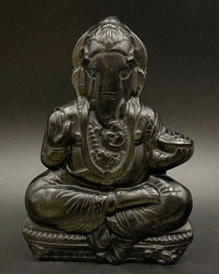 Obsidian Auriu - Sculptura Ganesha
