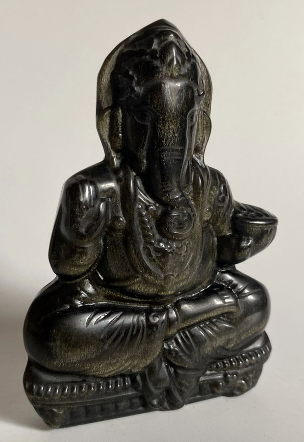 Obsidian Auriu - Sculptura Ganesha