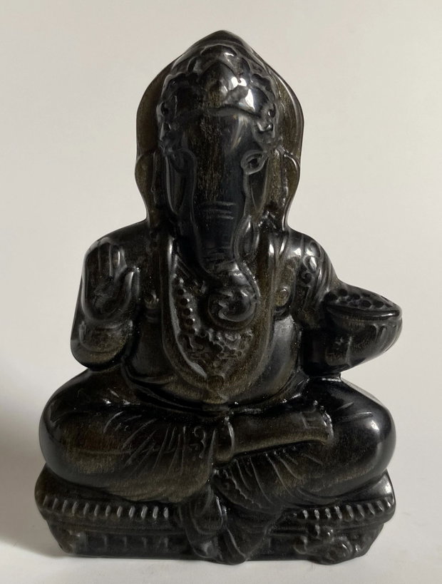 Obsidian Auriu - Sculptura Ganesha