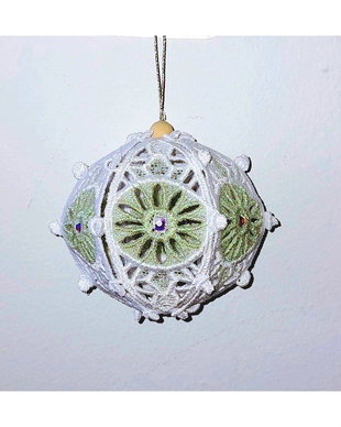 Globulet 3D Alb si  Vernil Glitter cu Cristale