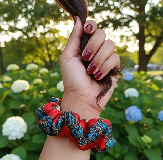 Scrunchie Lucrat Manual din Satin Premium