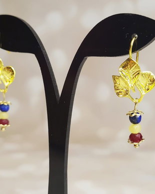 Cercei tricolor jad si lapis lazuli