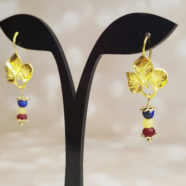 Cercei tricolor jad si lapis lazuli