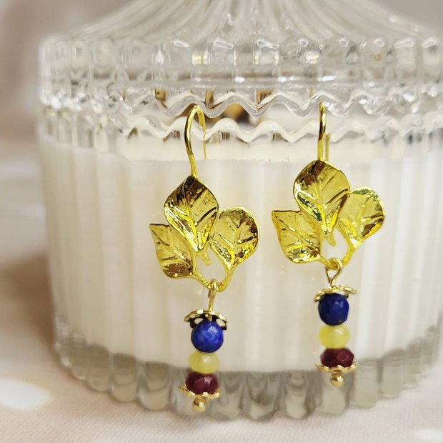 Cercei tricolor jad si lapis lazuli