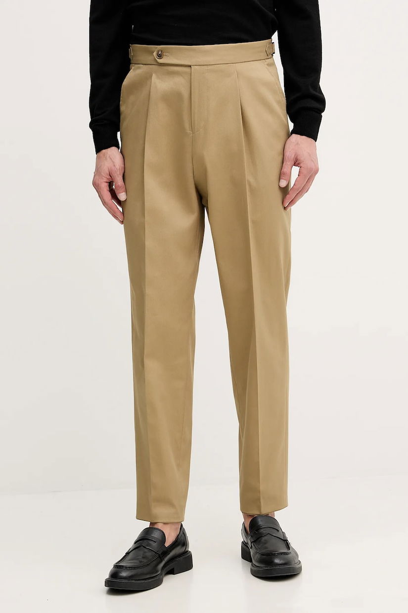 BOSS pantaloni C-Perino-PL-DTL-254 bărbați, culoarea verde, croială chinos 50556704