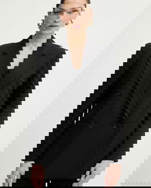 Weekend Max Mara jachetă cu lână VELOCE culoarea negru, cu doua rânduri de nasturi, uni, 2615041081600