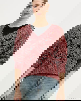 Sisley pulover din amestec de lână culoarea roșu, 1H5BL401E