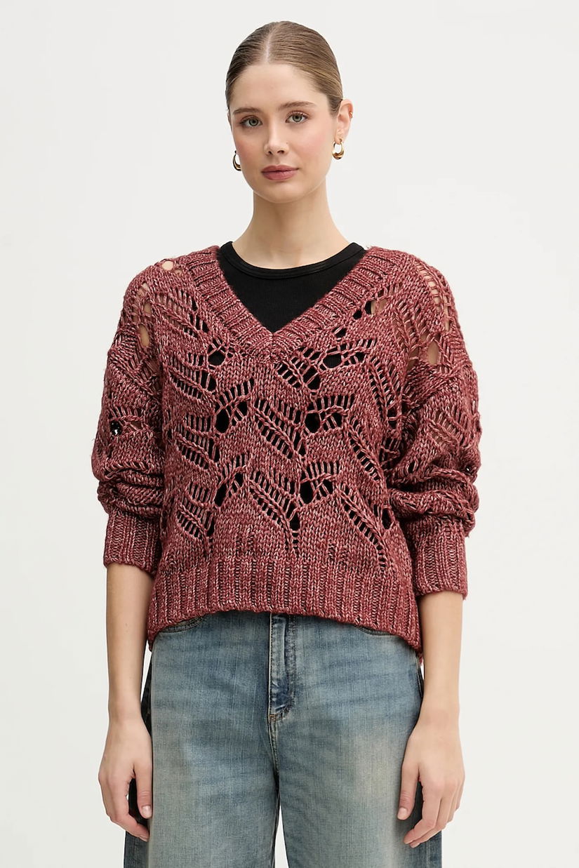 Sisley pulover din amestec de lână culoarea roșu, 1H5BL401E