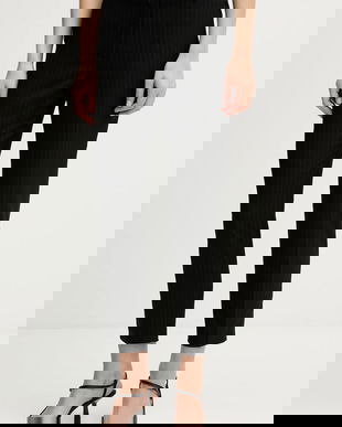 Sisley pantaloni culoarea negru, mulata, medium waist, 42T7LF07X