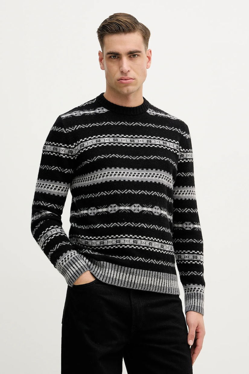 United Colors of Benetton pulover din amestec de lână culoarea negru, 18AYK10AP