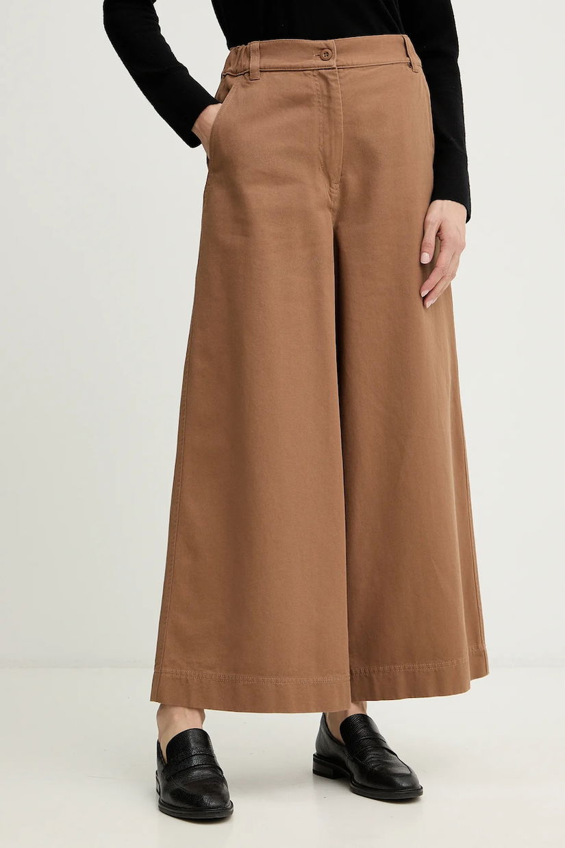 Weekend Max Mara pantaloni ARIETE culoarea maro, lat, high waist, 2615131121600