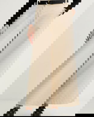 Weekend Max Mara pantaloni ARIETE culoarea bej, lat, high waist, 2615131121600