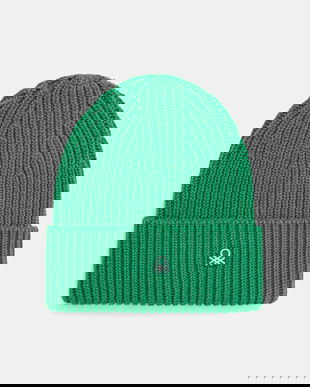 United Colors of Benetton pălărie din amestec de lână culoarea verde, 12PAUA00X