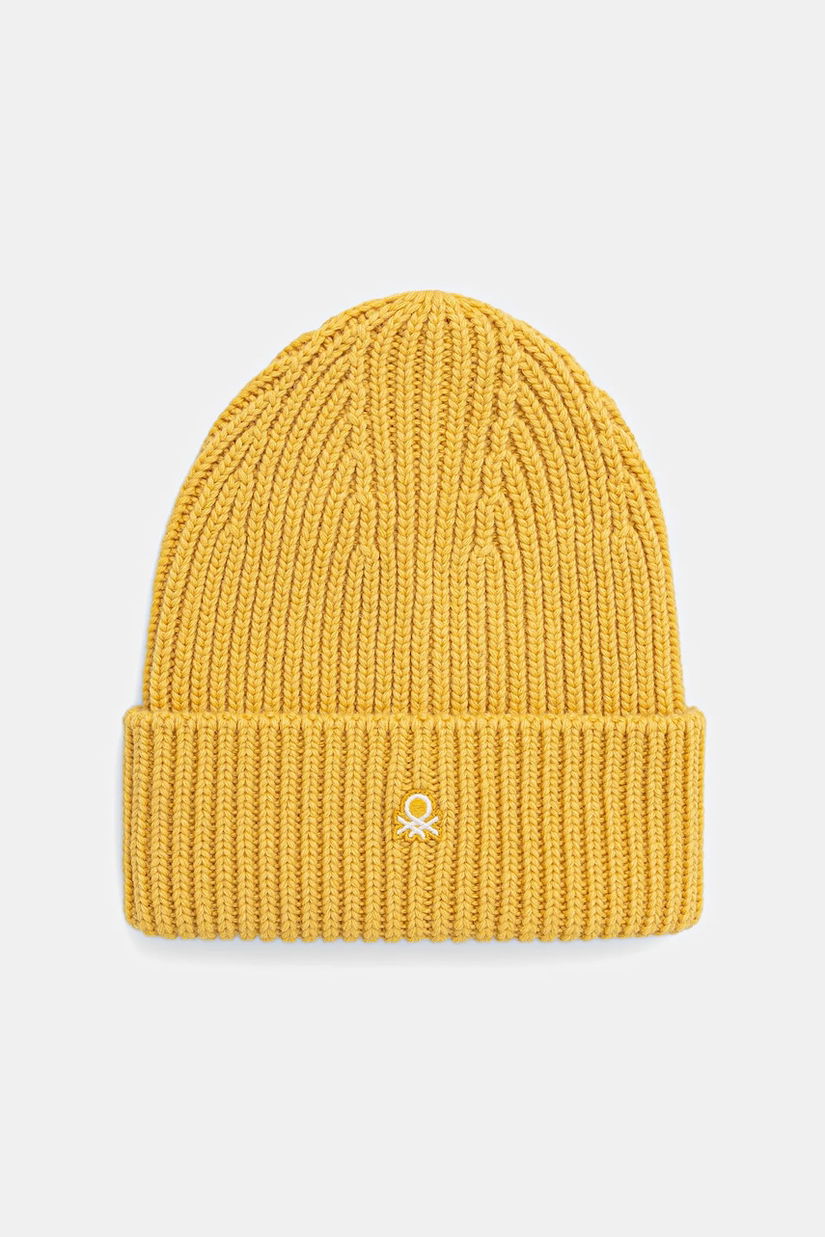United Colors of Benetton pălărie din amestec de lână culoarea galben, 12PAUA00X