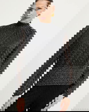 Morgan bluză culoarea negru, uni, TOBITO