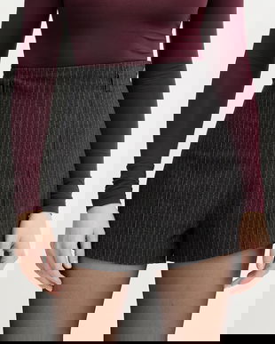 La Mania pantaloni scurți GLADYS culoarea gri, high waist, GLADYS