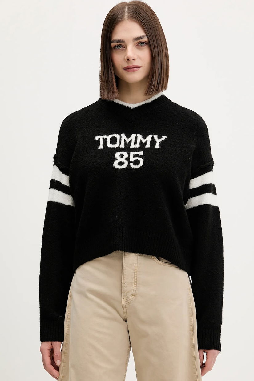 Tommy Jeans pulover din amestec de lână culoarea negru, DW0DW22033