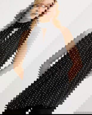 Rotate bluză culoarea negru, cu imprimeu, 115238000