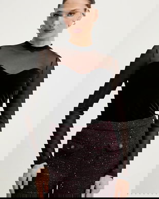 Morgan bluză culoarea negru, uni, TAMMY