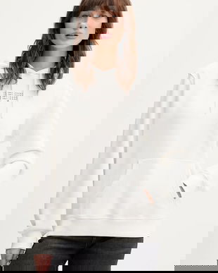 Tommy Jeans bluză culoarea alb, cu glugă, cu imprimeu, DW0DW22080