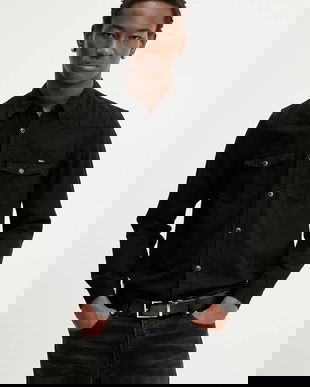 Tommy Jeans cămașă culoarea negru, cu guler clasic, regular, DM0DM22432