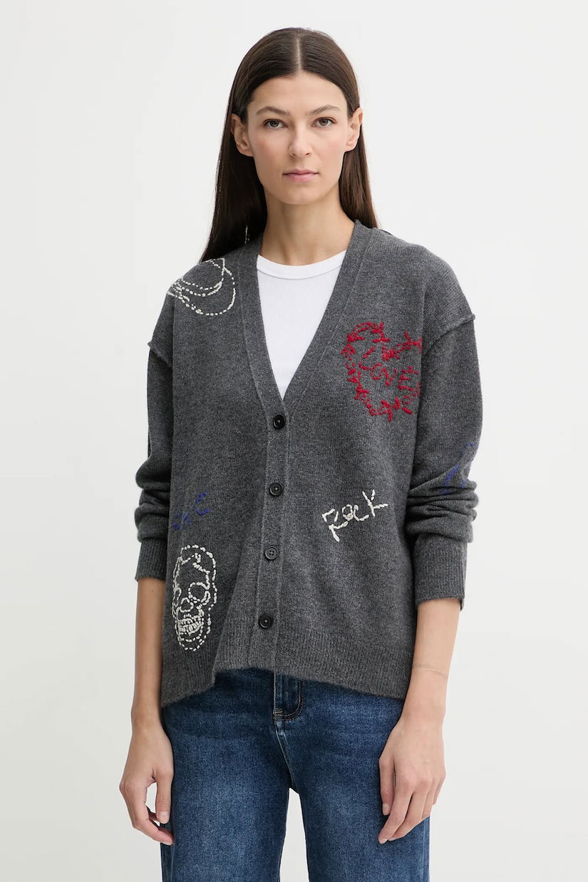 ZADIG&VOLTAIRE cardigan din cașmir culoarea gri, KWCA01630