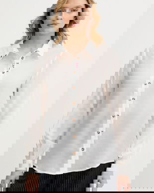 Never Fully Dressed cămașă Miley culoarea alb, cu guler clasic, regular, NFDTO2023