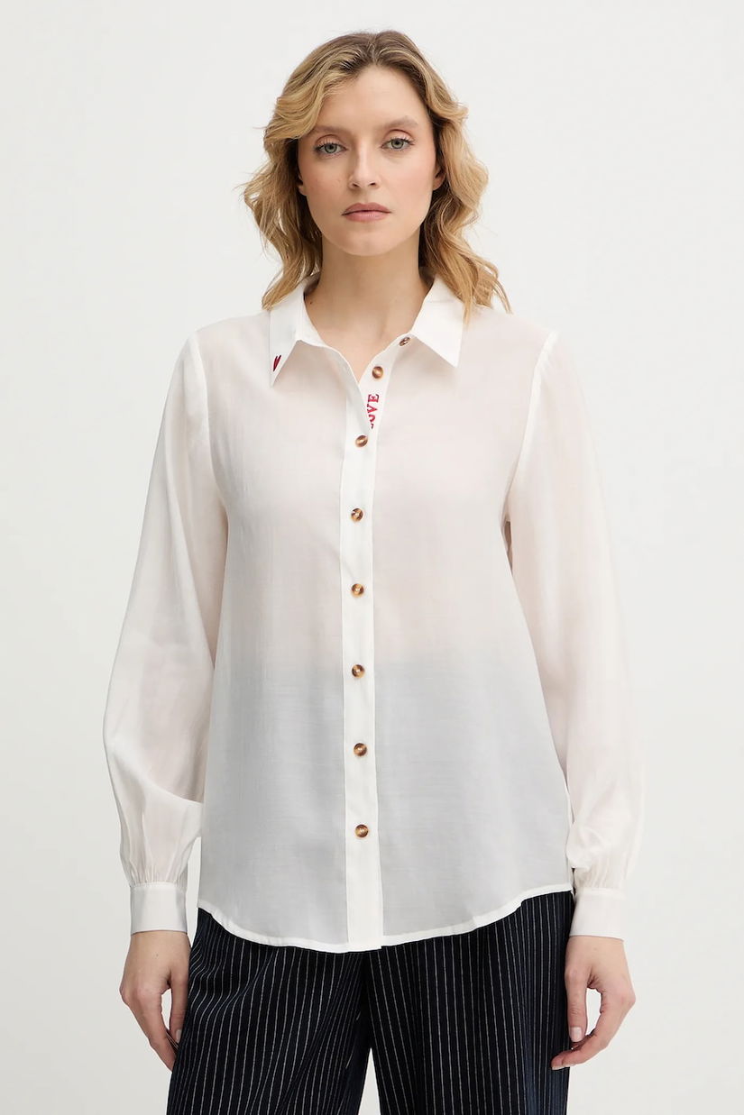 Never Fully Dressed cămașă Miley culoarea alb, cu guler clasic, regular, NFDTO2023