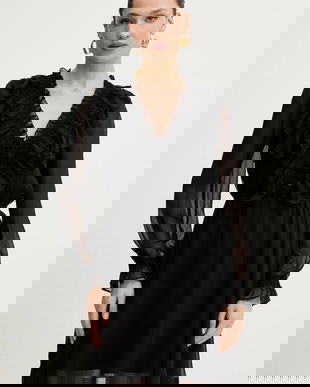 Morgan rochie culoarea negru, mini, evazați, RCATHY