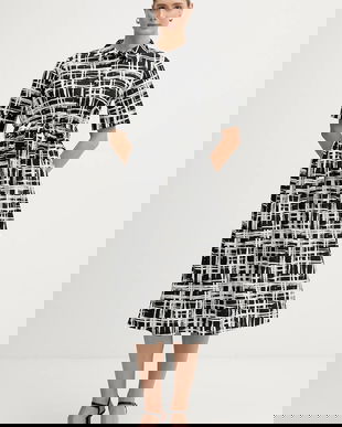 Dkny rochie din bumbac culoarea negru, midi, evazați, DD5A1120