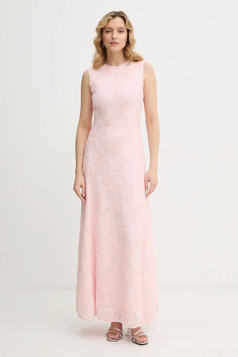 Rotate rochie culoarea roz, maxi, evazați, 1152281809