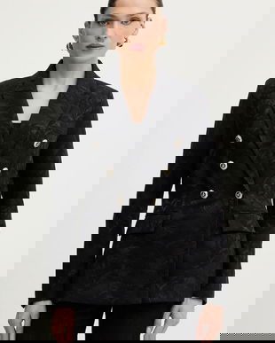 Morgan sacou culoarea negru, cu doua rânduri de nasturi, cu imprimeu, VFILA.F