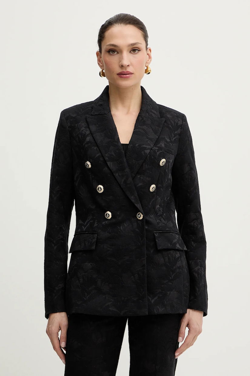 Morgan sacou culoarea negru, cu doua rânduri de nasturi, cu imprimeu, VFILA.F