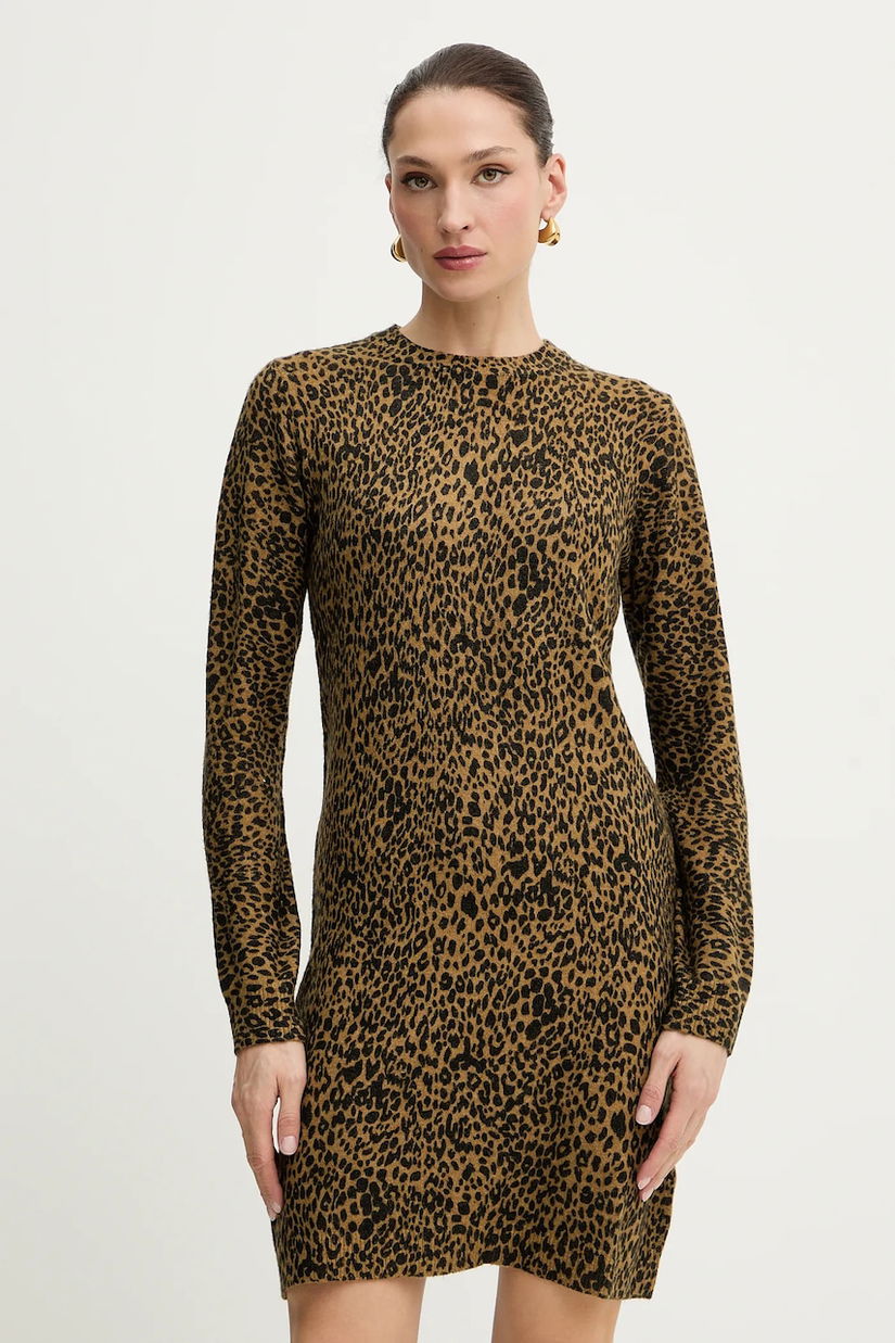 Morgan rochie din amestec de lână culoarea verde, mini, mulata, RMBEO