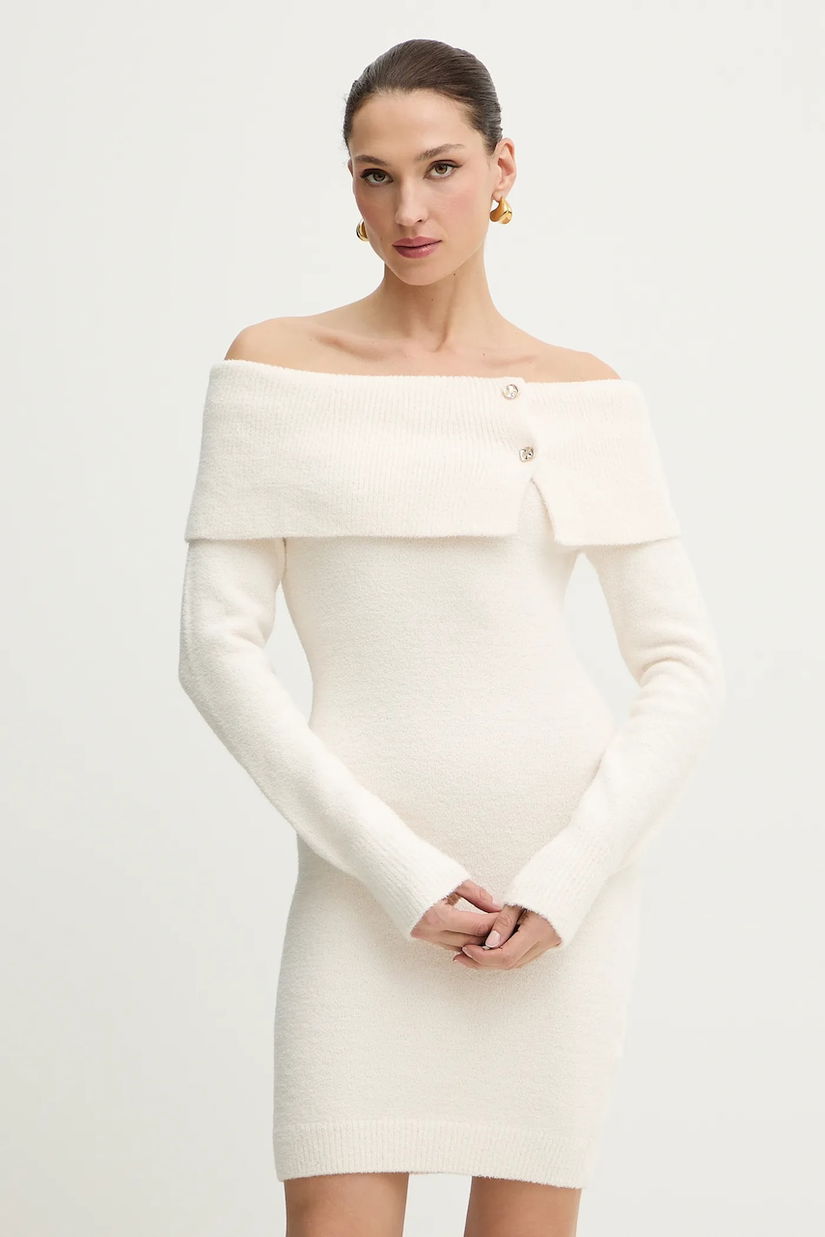 Morgan rochie culoarea bej, mini, mulata, RMBOGO