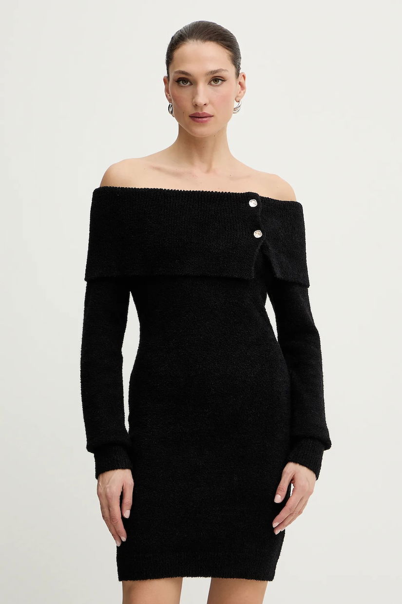 Morgan rochie culoarea negru, mini, mulata, RMBOGO