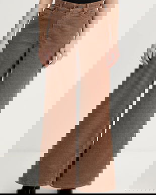 ZADIG&VOLTAIRE pantaloni de catifea cord culoarea maro, evazați, high waist, WWPA01872