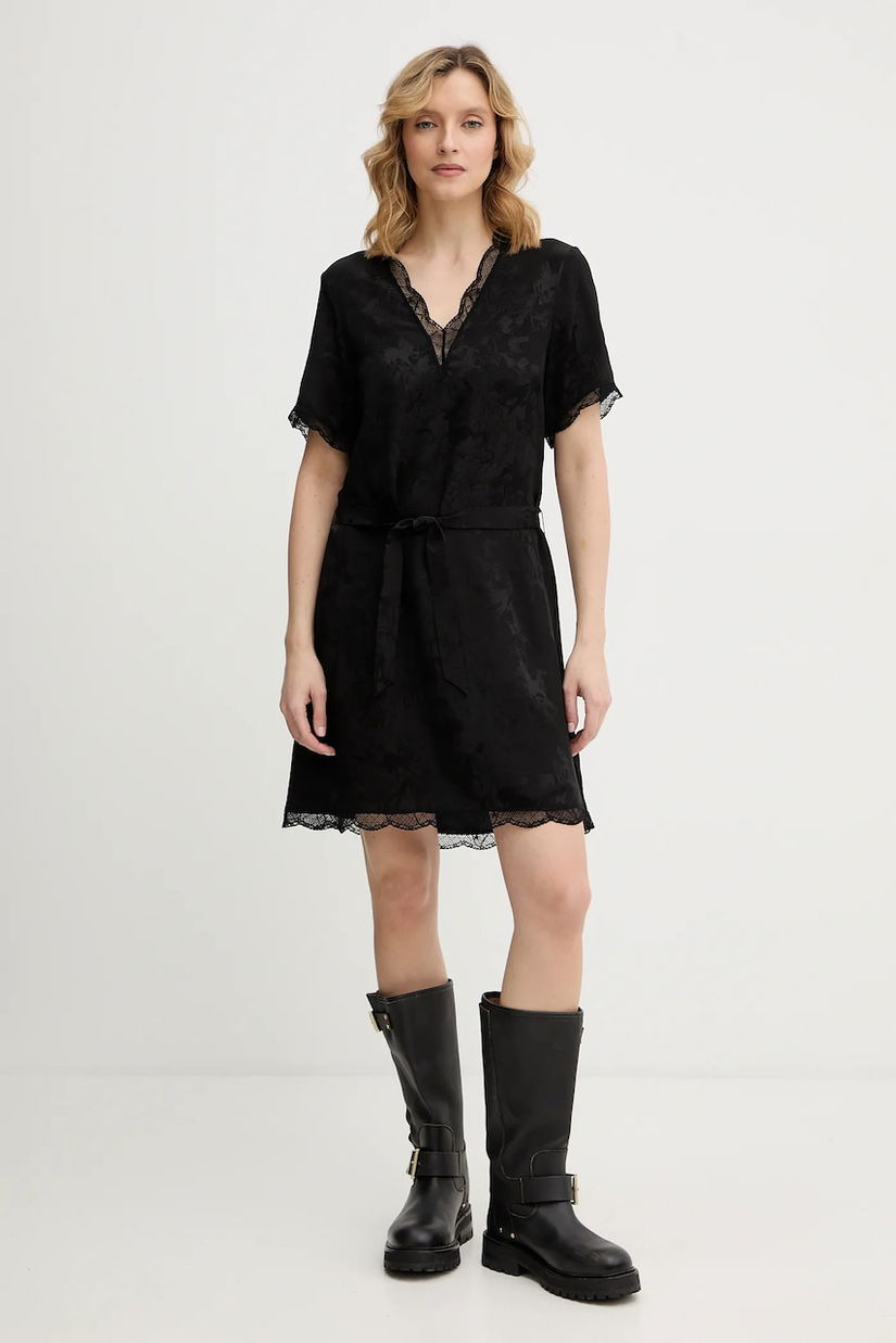 ZADIG&VOLTAIRE rochie de matase culoarea negru, mini, drept, WWDR02588